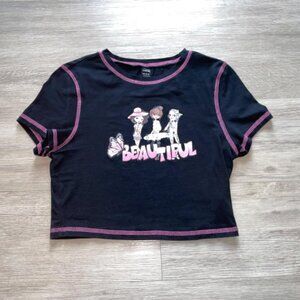B;ACK/PINK CROP TOP